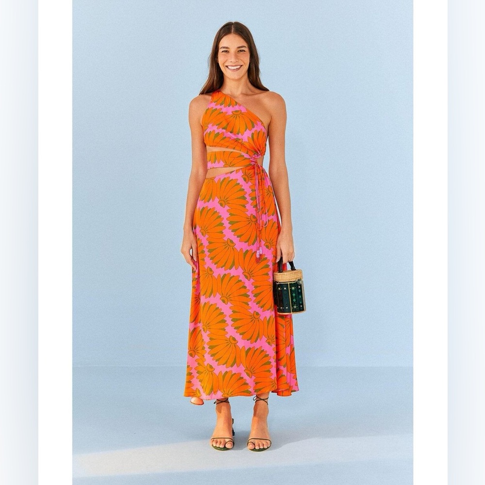 Farm Rio Pink Copacabana Lenzing Cut Out Midi Dress
